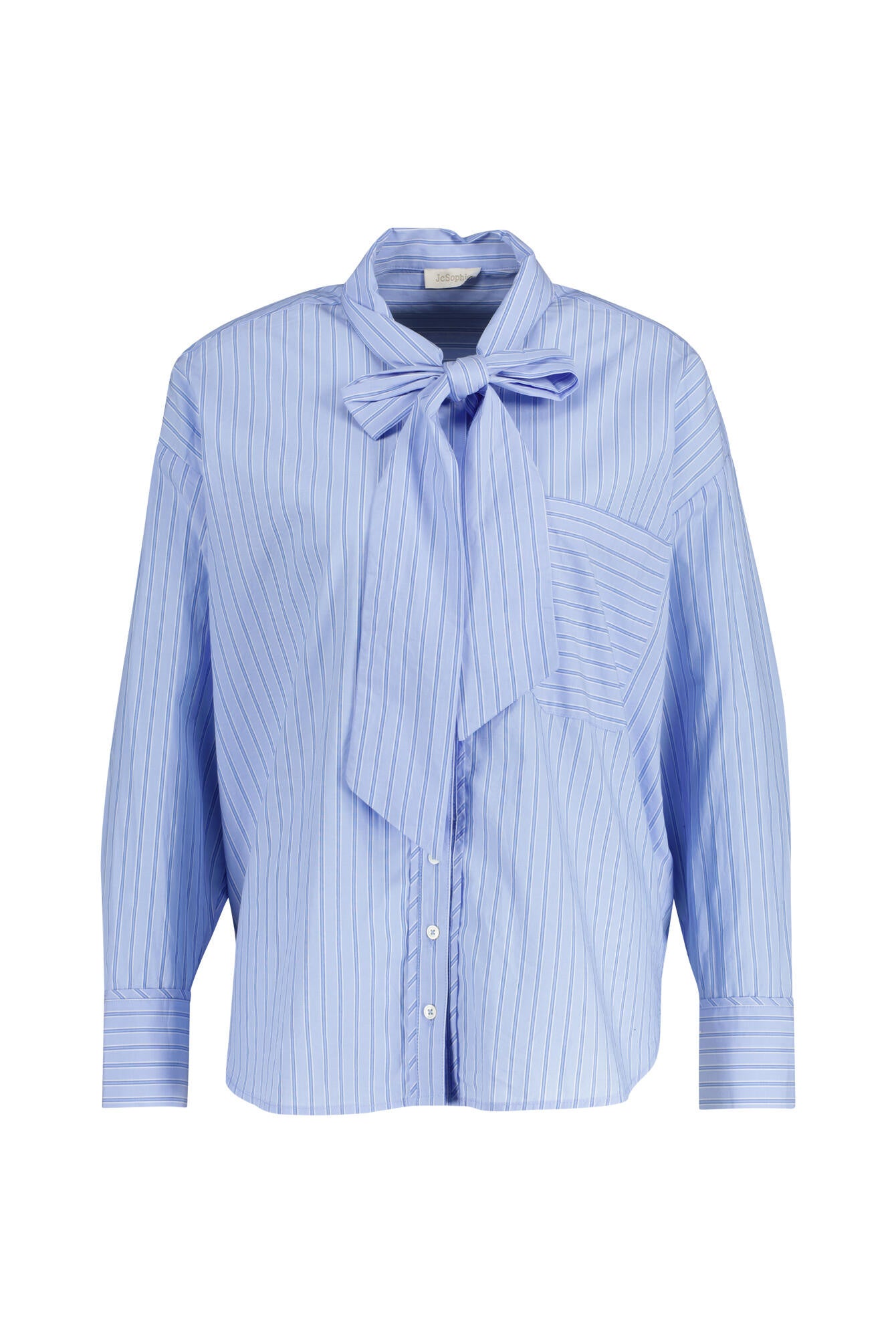 Schluppenbluse JODY aus Baumwolle - 150 Blue Stripes - Blau
