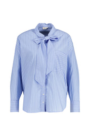 Schluppenbluse JODY aus Baumwolle - 150 Blue Stripes - Blau