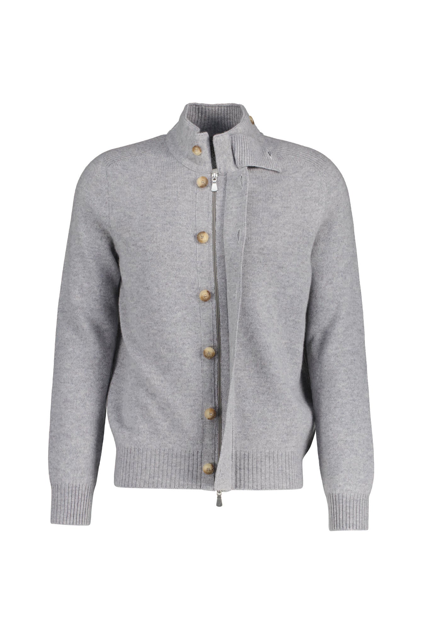 Strickjacke mit Stehkragen - 071 - Grau