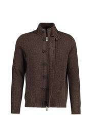 Strickjacke mit Stehkragen - 194 - Braun