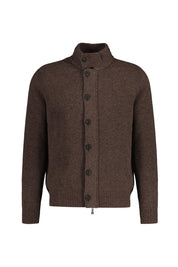 Strickjacke mit Stehkragen - 194 - Braun