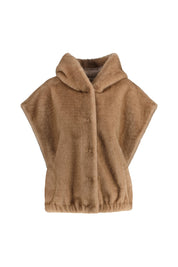 Kunstpelzweste OLENA mit Kapuze - Camel - Braun