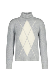 Rollkragenpullover aus Wolle - 08-00 - Blau
