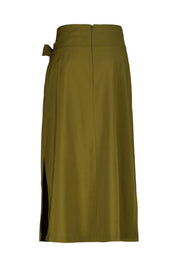 Wickelrock Midi aus Schurwolle - 892 Dark Olive - Khaki