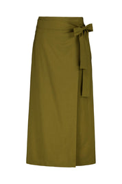 Wickelrock Midi aus Schurwolle - 892 Dark Olive - Khaki