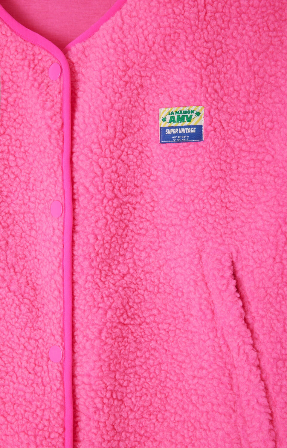 Fleeceweste mit V-Ausschnitt - Pink Acid Chine