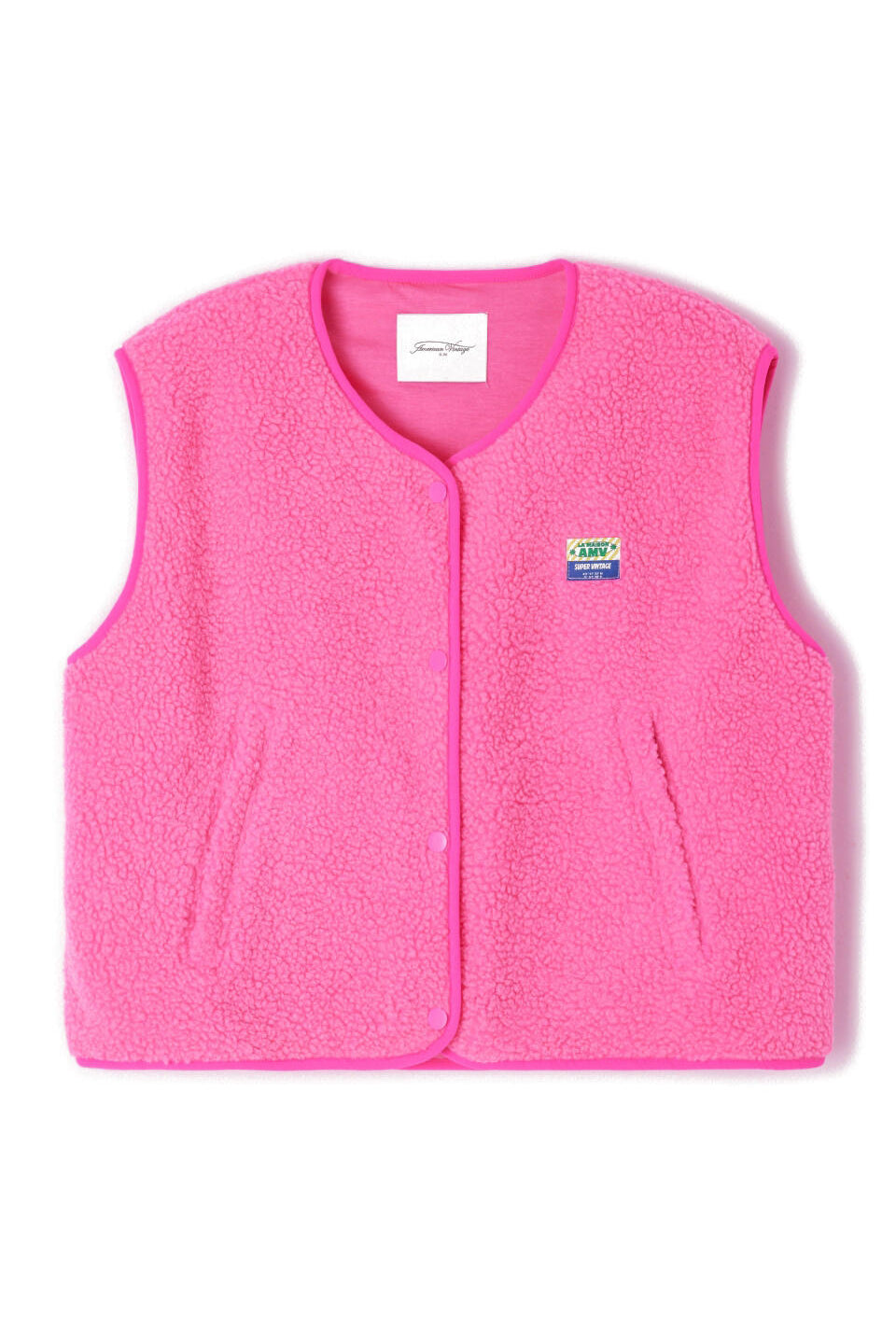 Fleeceweste mit V-Ausschnitt - Pink Acid Chine