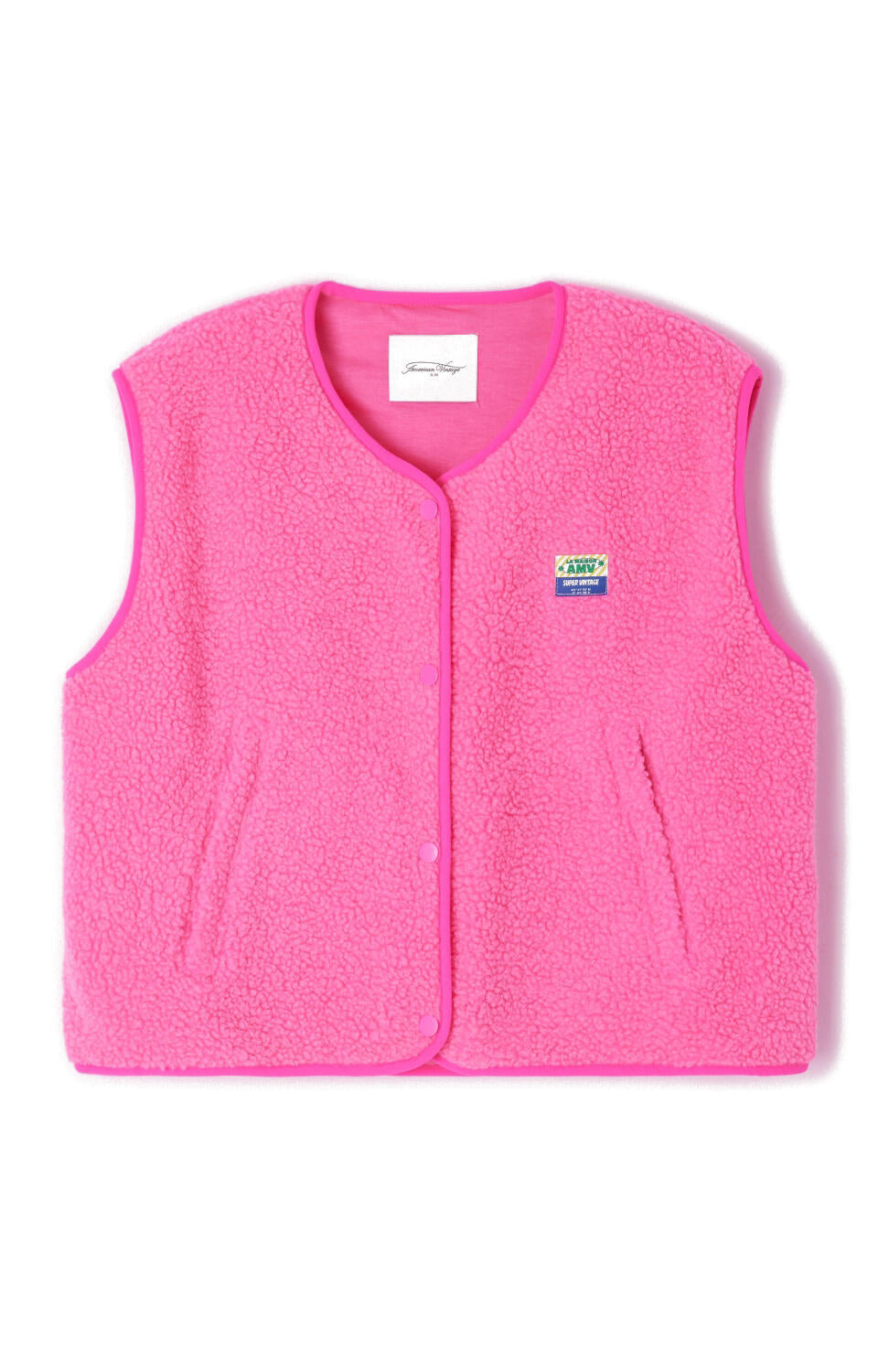 Fleeceweste mit V-Ausschnitt - Pink Acid Chine