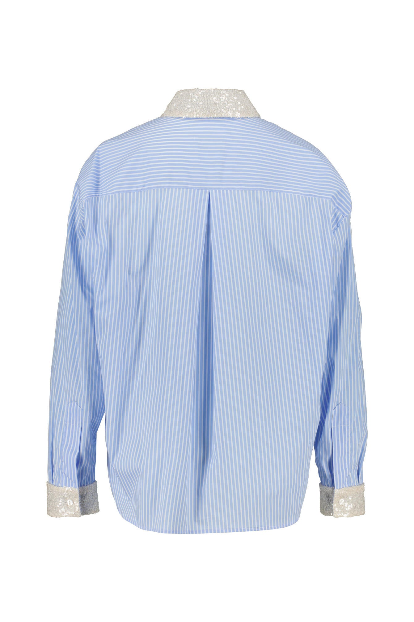 Bluse gestreift mit Pailletten-Detail - Blau