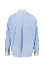 Bluse gestreift mit Pailletten-Detail - Blau