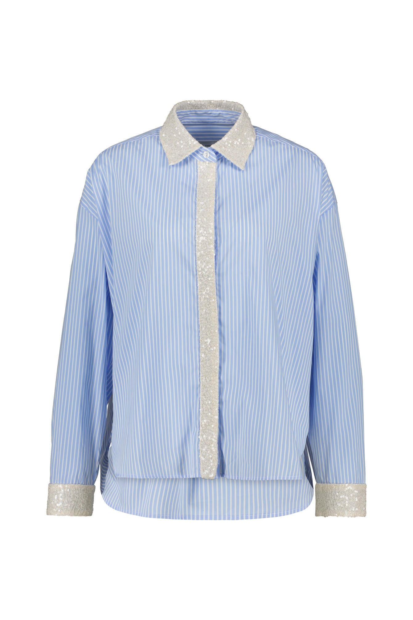 Bluse gestreift mit Pailletten-Detail - Blau