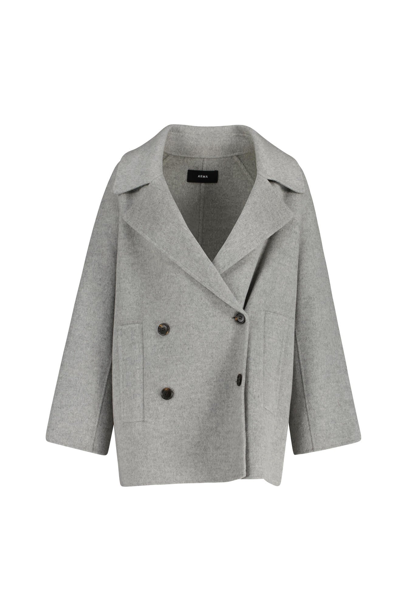 Kurzmantel KAILA aus Wolle - Light Grey Melange - Grau