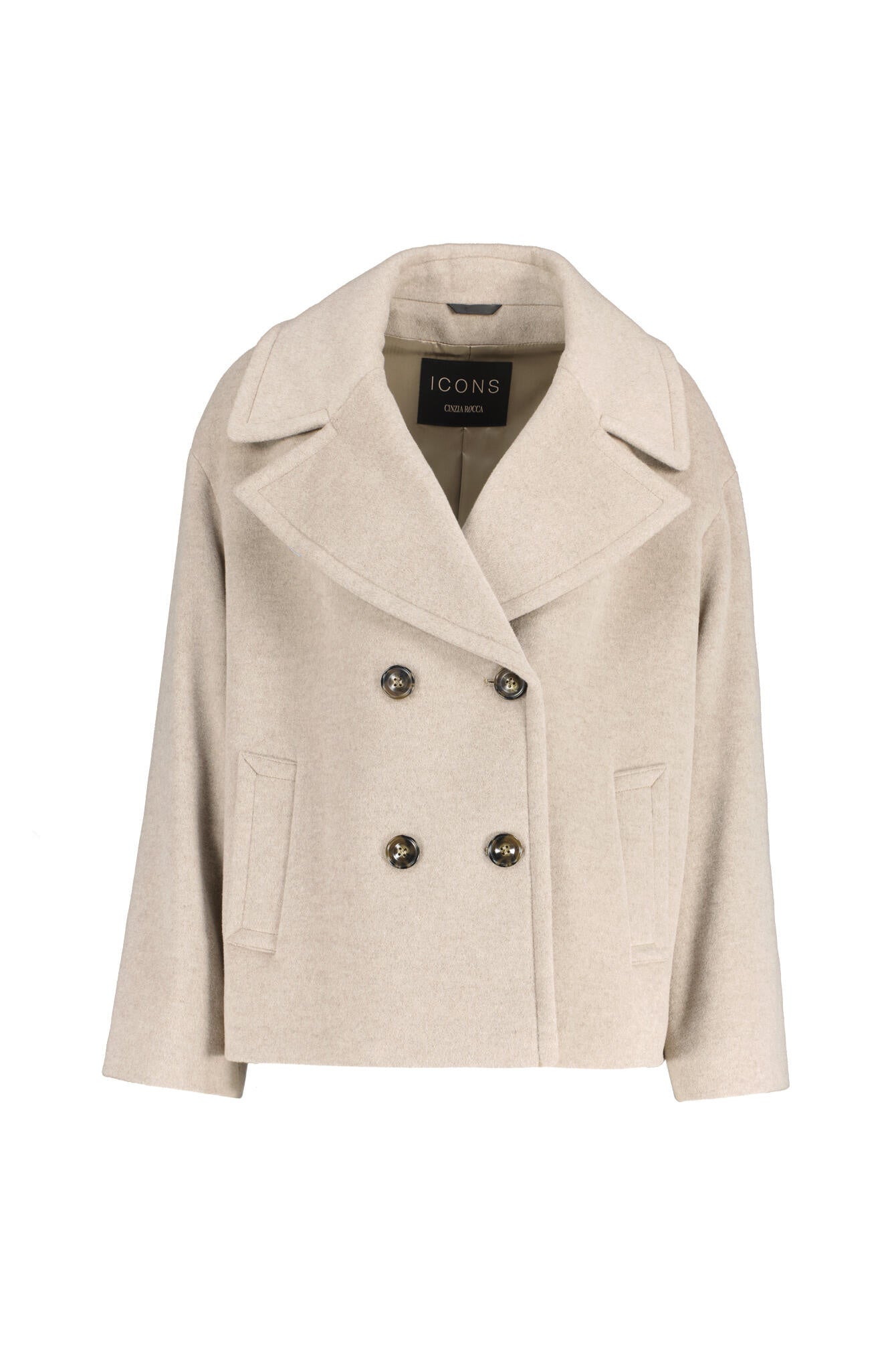 Kurzmantel aus Wolle - Beige