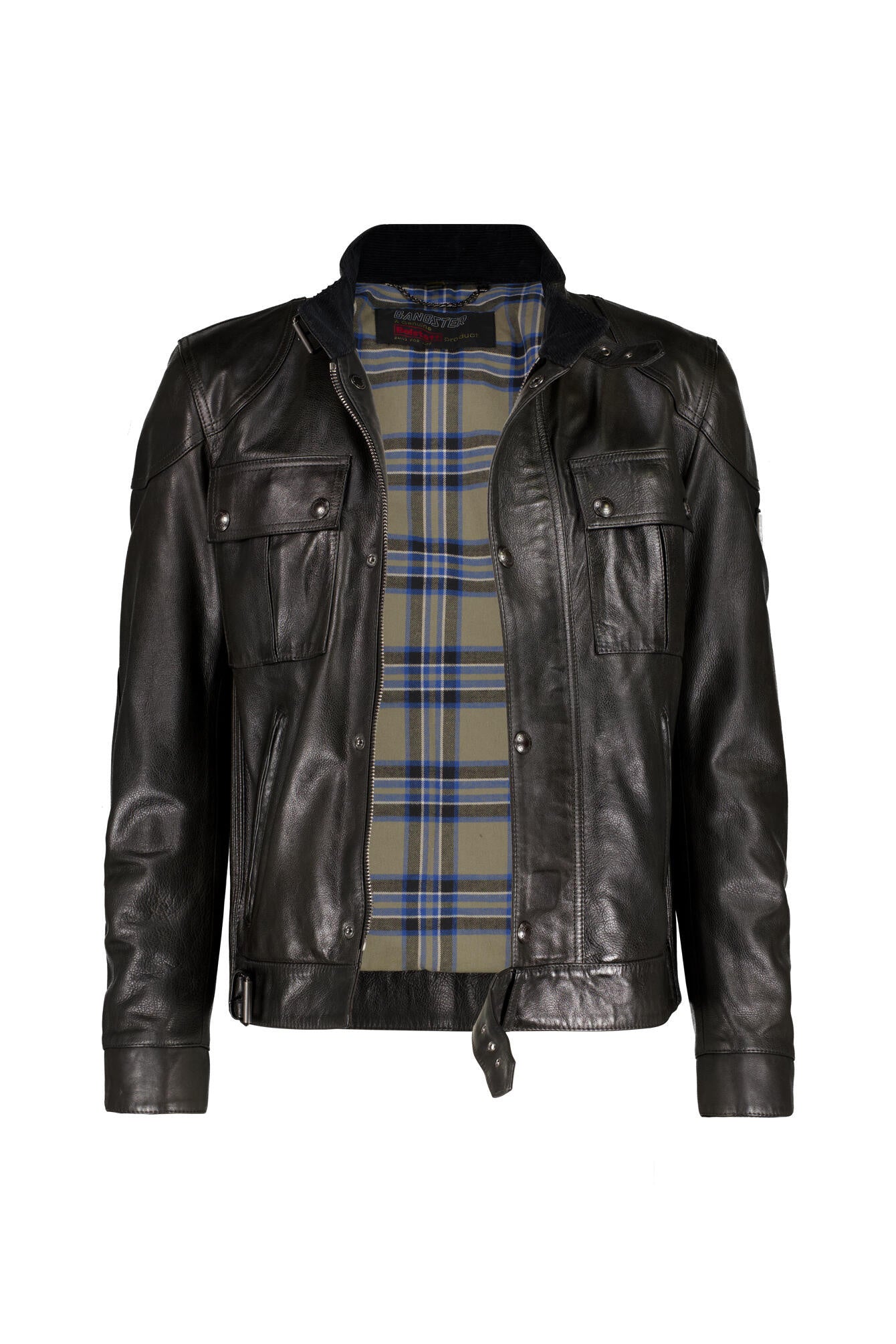 Lederjacke GANGSTER mit Stehkragen - Black - Schwarz