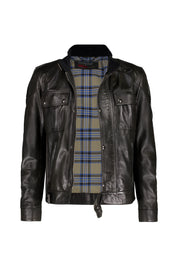 Lederjacke GANGSTER mit Stehkragen - Black - Schwarz