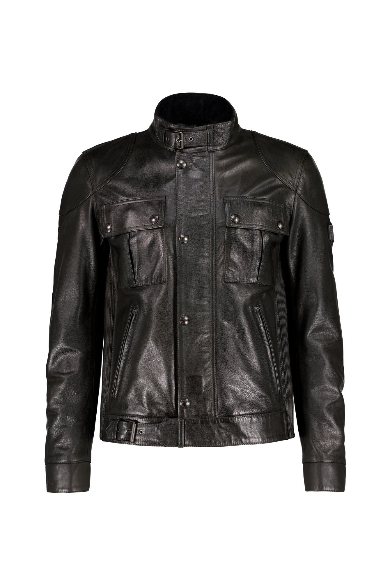 Lederjacke GANGSTER mit Stehkragen - Black - Schwarz