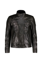 Lederjacke GANGSTER mit Stehkragen - Black - Schwarz