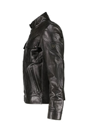 Lederjacke GANGSTER mit Stehkragen - Black - Schwarz