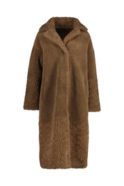 Teddy-Mantel mit Reversekragen - Camel - Braun