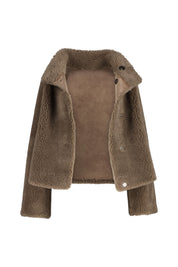 Wolljacke MALLOW mit Stehkragen - Camel - Braun