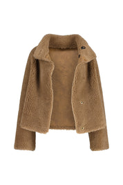 Wolljacke MALLOW mit Stehkragen - Pebble - Braun