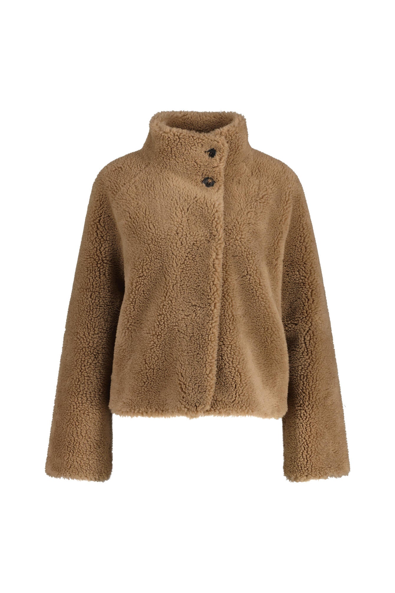 Wolljacke MALLOW mit Stehkragen - Pebble - Braun