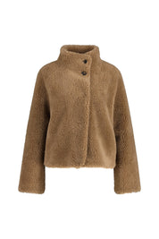 Wolljacke MALLOW mit Stehkragen - Pebble - Braun