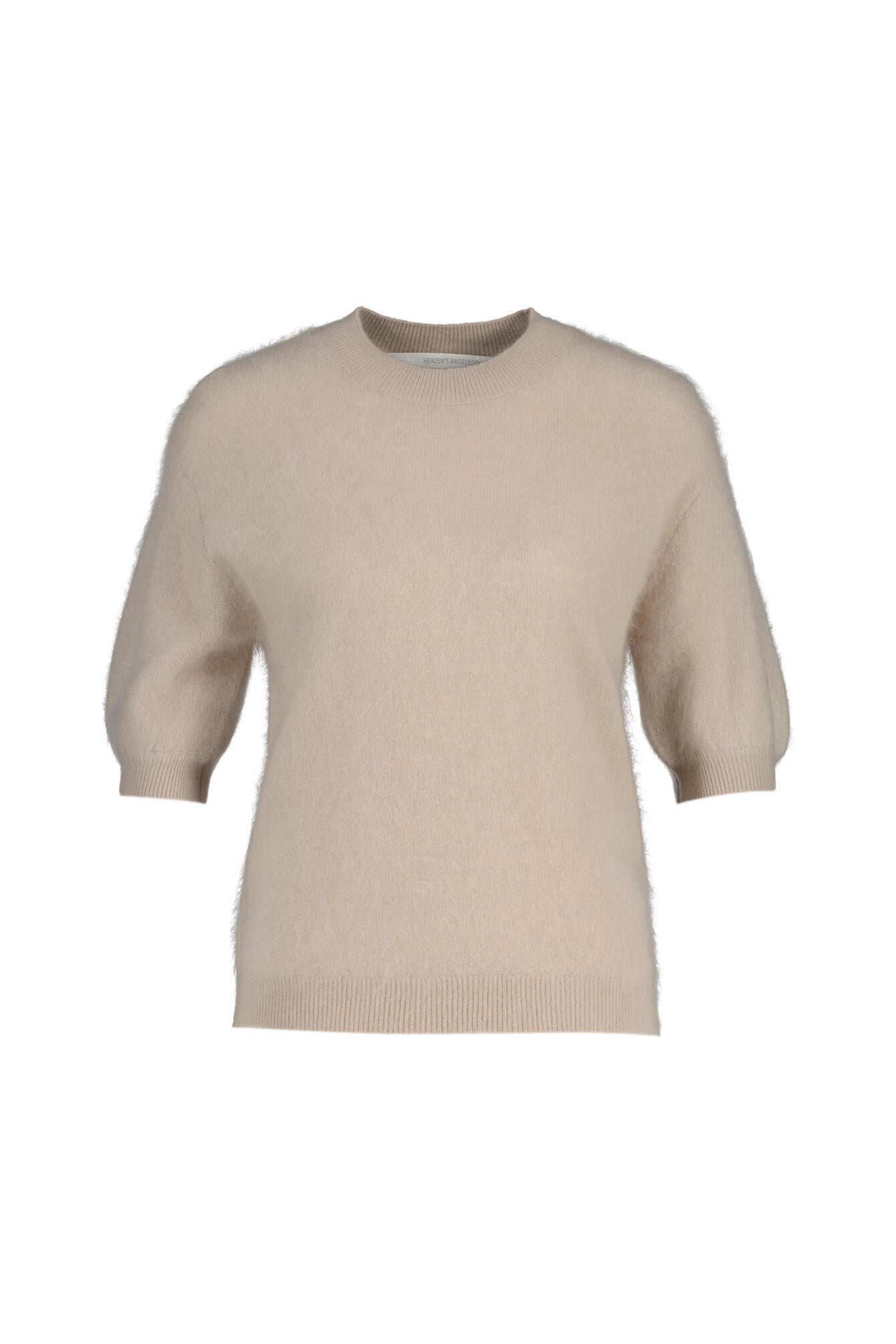Strick-T-Shirt aus Kaschmirmix - 113 Cloudy - Beige