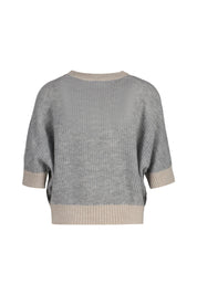 Strick-T-Shirt aus Merinowollmix - 109 Grey - Grau