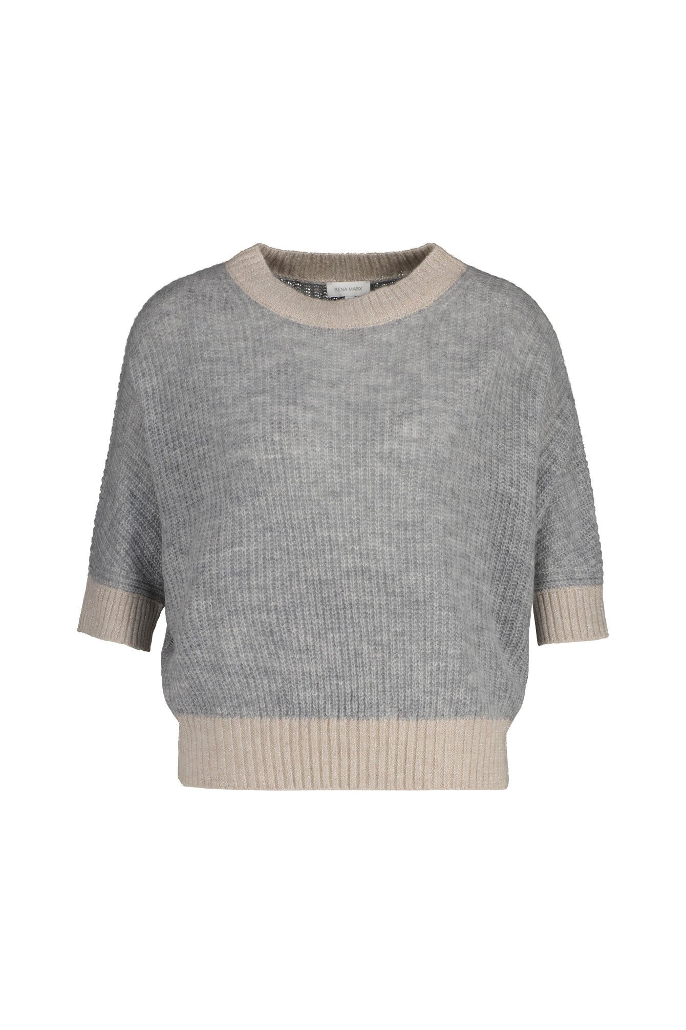 Strick-T-Shirt aus Merinowollmix - 109 Grey - Grau