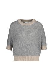 Strick-T-Shirt aus Merinowollmix - 109 Grey - Grau