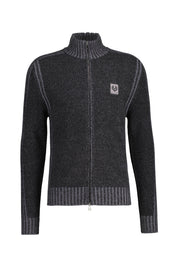 Strickjacke aus Wolle - Black/Grey - Schwarz