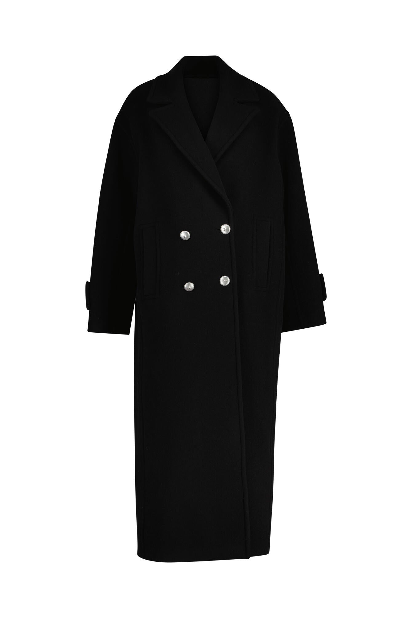 Wollmantel mit Reversekragen - Z99 Black - Schwarz