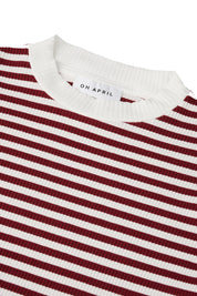 T-Shirt NUALA gestreift - Cherrywood - Rot