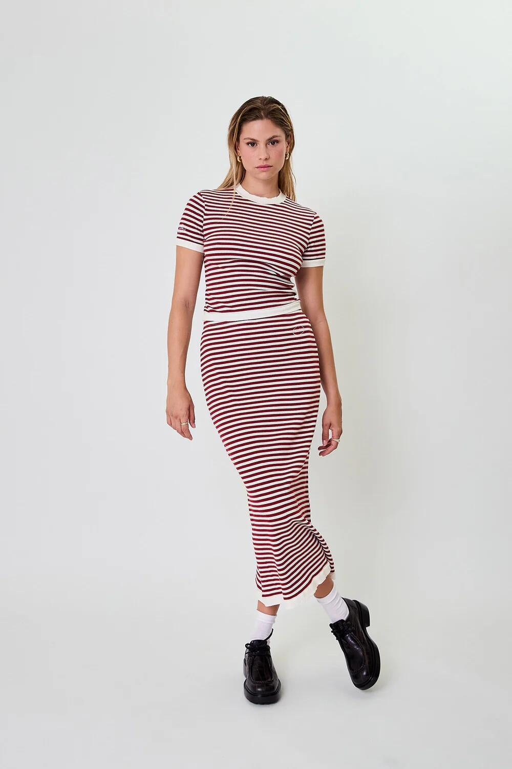 T-Shirt NUALA gestreift - Cherrywood - Rot