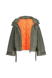 Steppjacke mit Kapuze - 7040 Burnt Grey - Khaki
