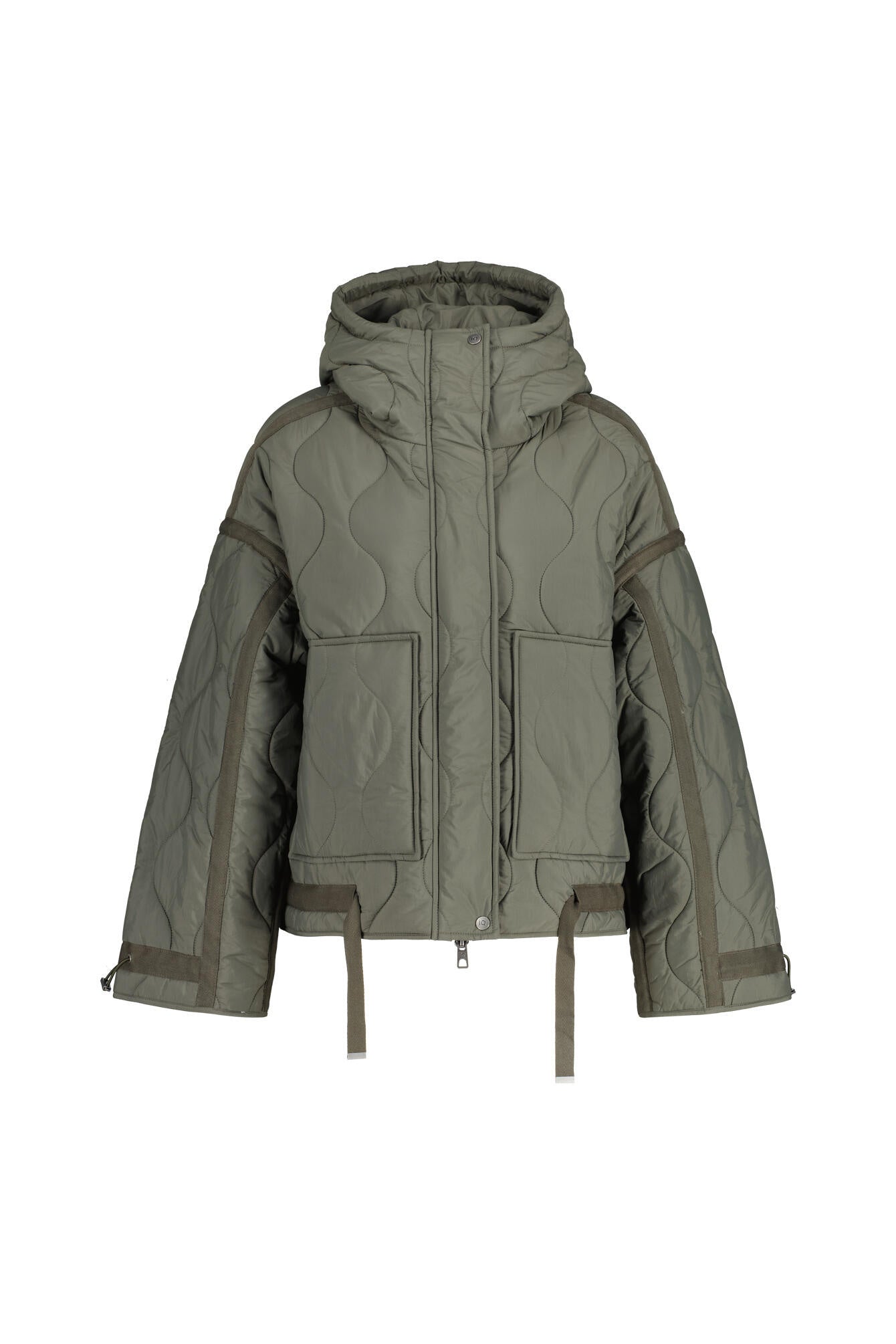Steppjacke mit Kapuze - 7040 Burnt Grey - Khaki