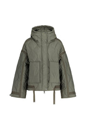 Steppjacke mit Kapuze - 7040 Burnt Grey - Khaki