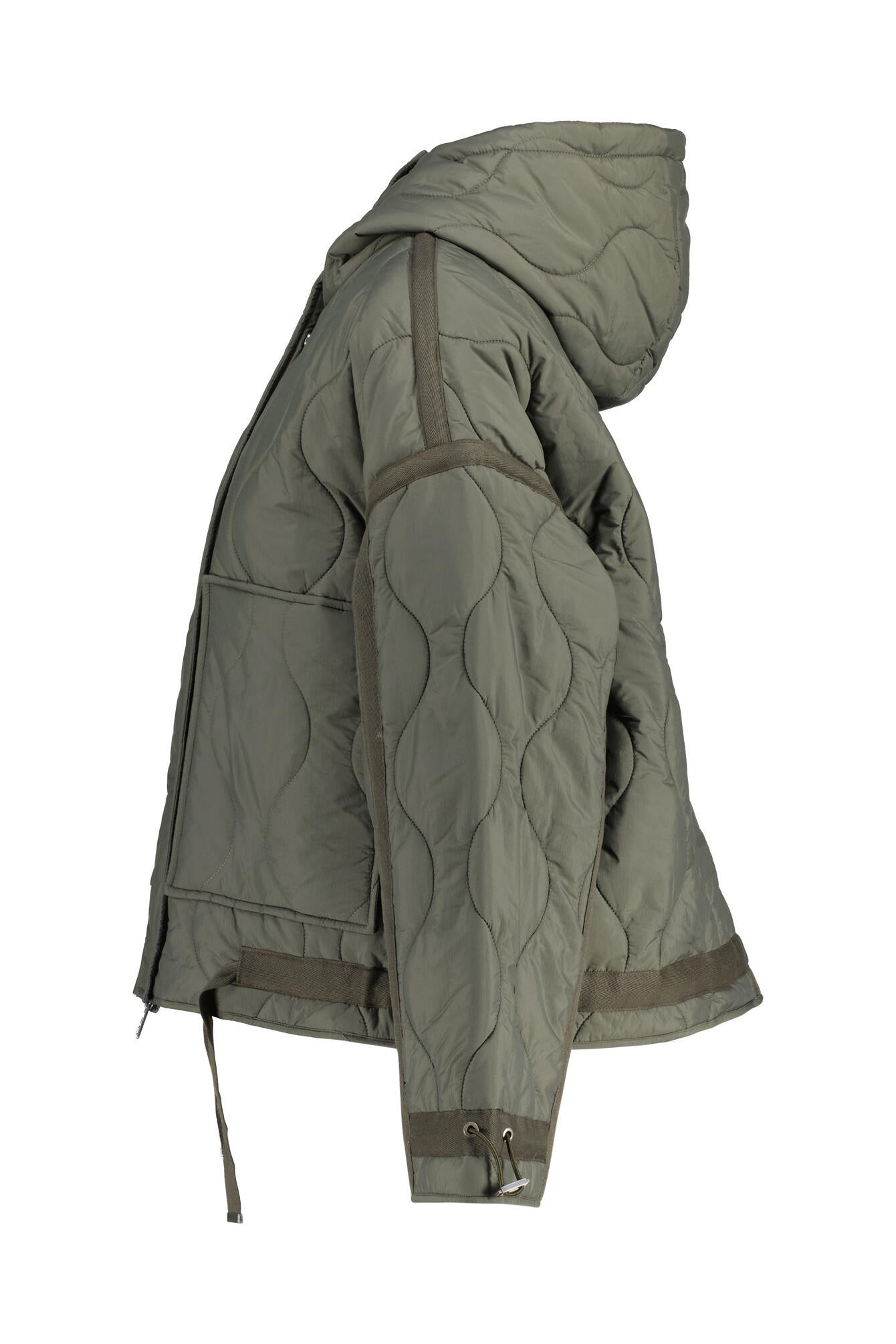 Steppjacke mit Kapuze - 7040 Burnt Grey - Khaki