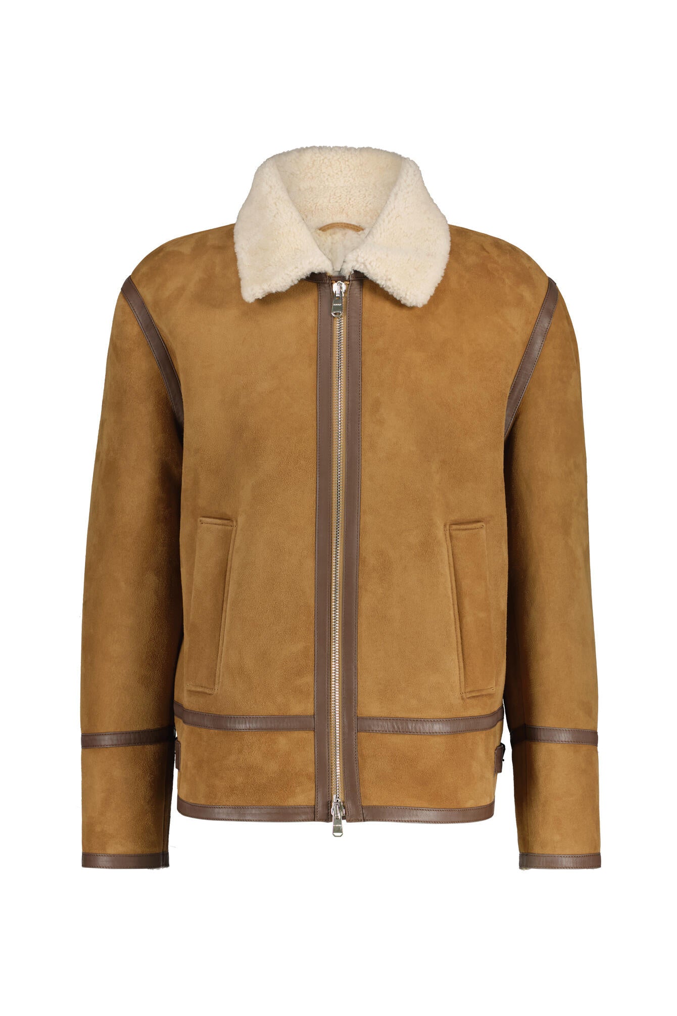 Lederjacke mit Teddykragen - 430 - Braun