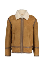 Lederjacke mit Teddykragen - 430 - Braun