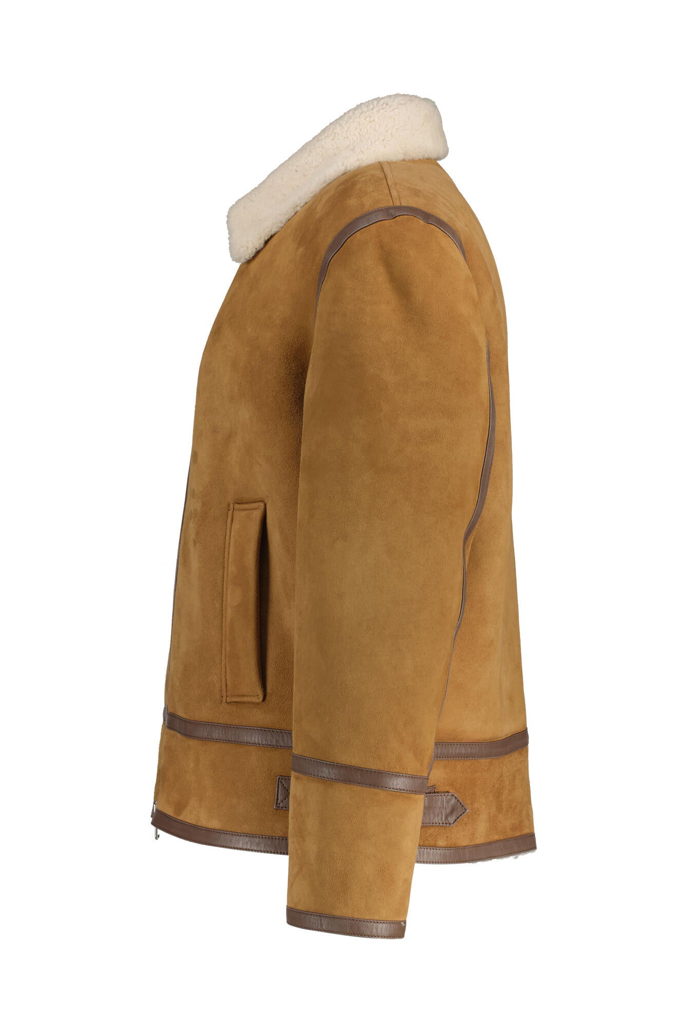 Lederjacke mit Teddykragen - 430 - Braun