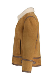 Lederjacke mit Teddykragen - 430 - Braun