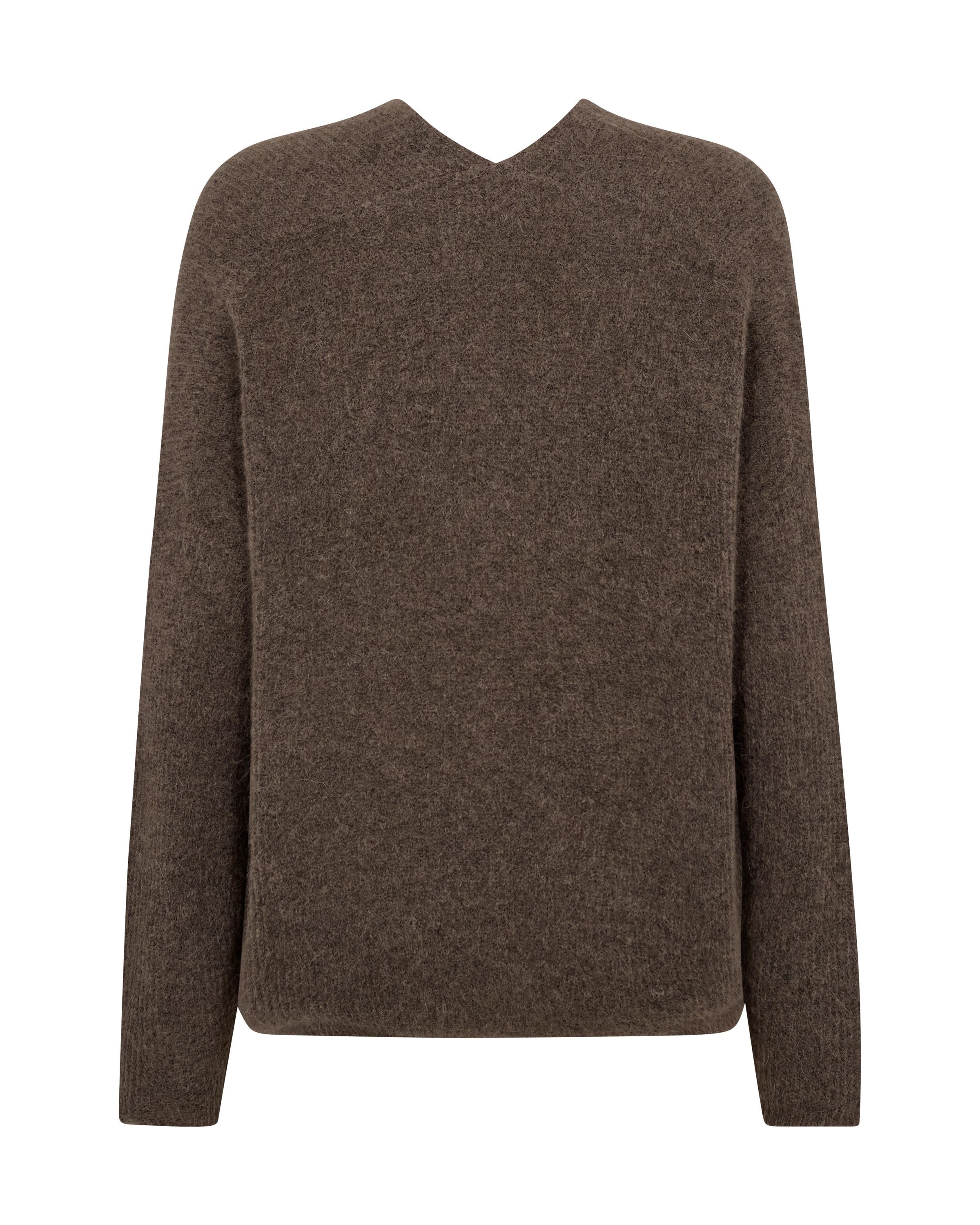 Strickpullover mit V-Ausschnitt - 158 Falcon - Braun