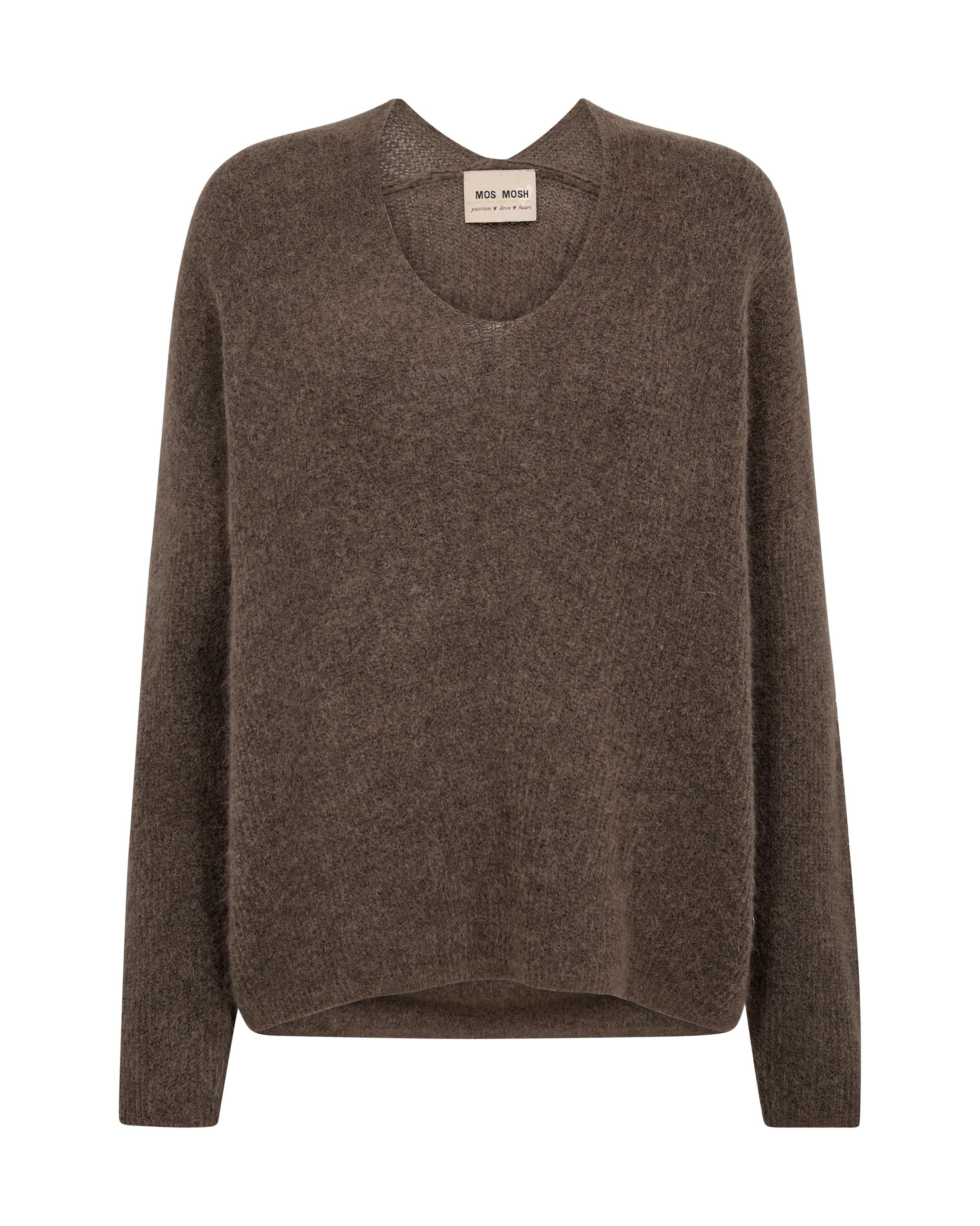 Strickpullover mit V-Ausschnitt - 158 Falcon - Braun