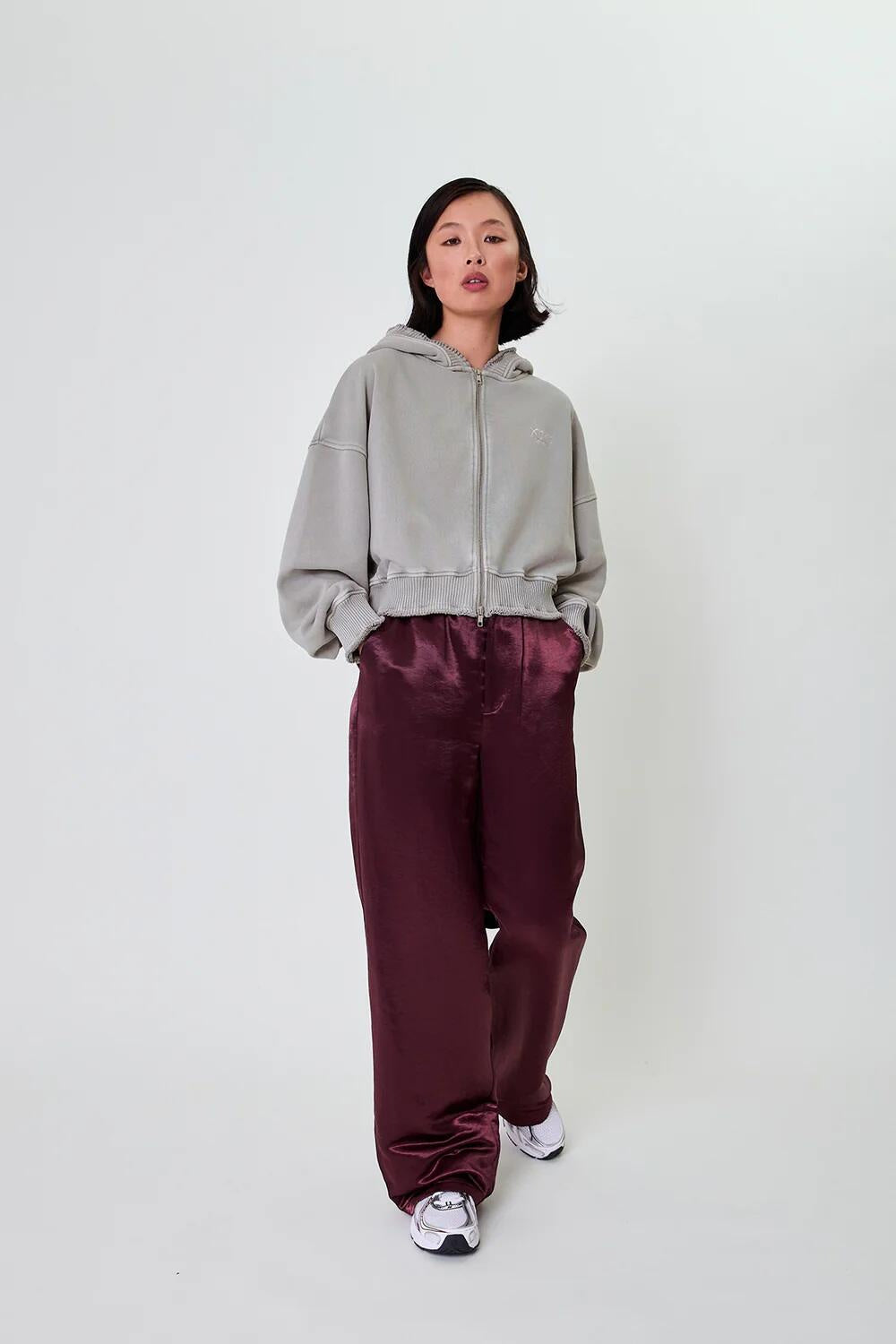 Zip Sweater ROSINA - Light Grey Acid - Grau