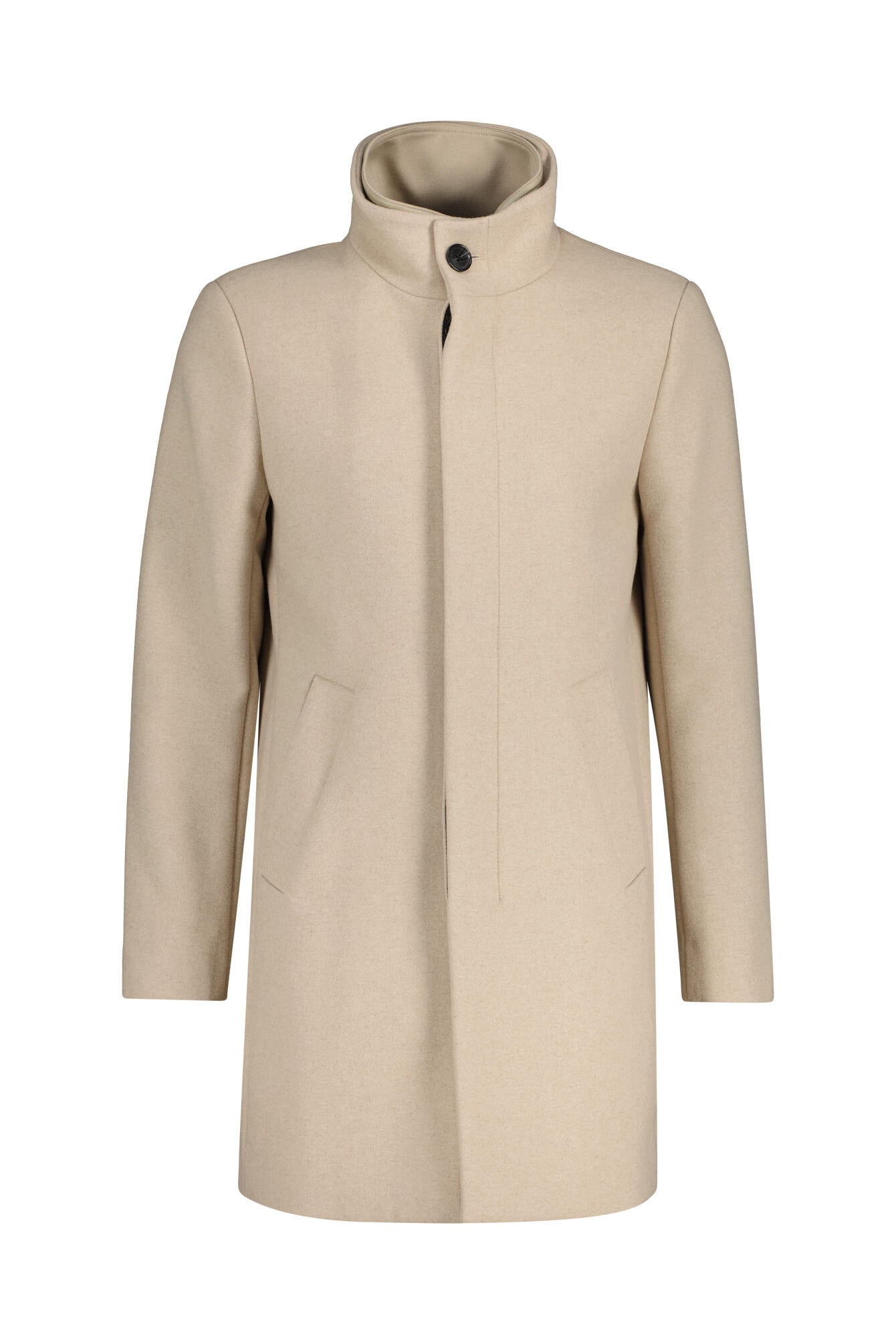 Wollmantel HARVEY mit Stehkragen - Plaza Taupe - Beige