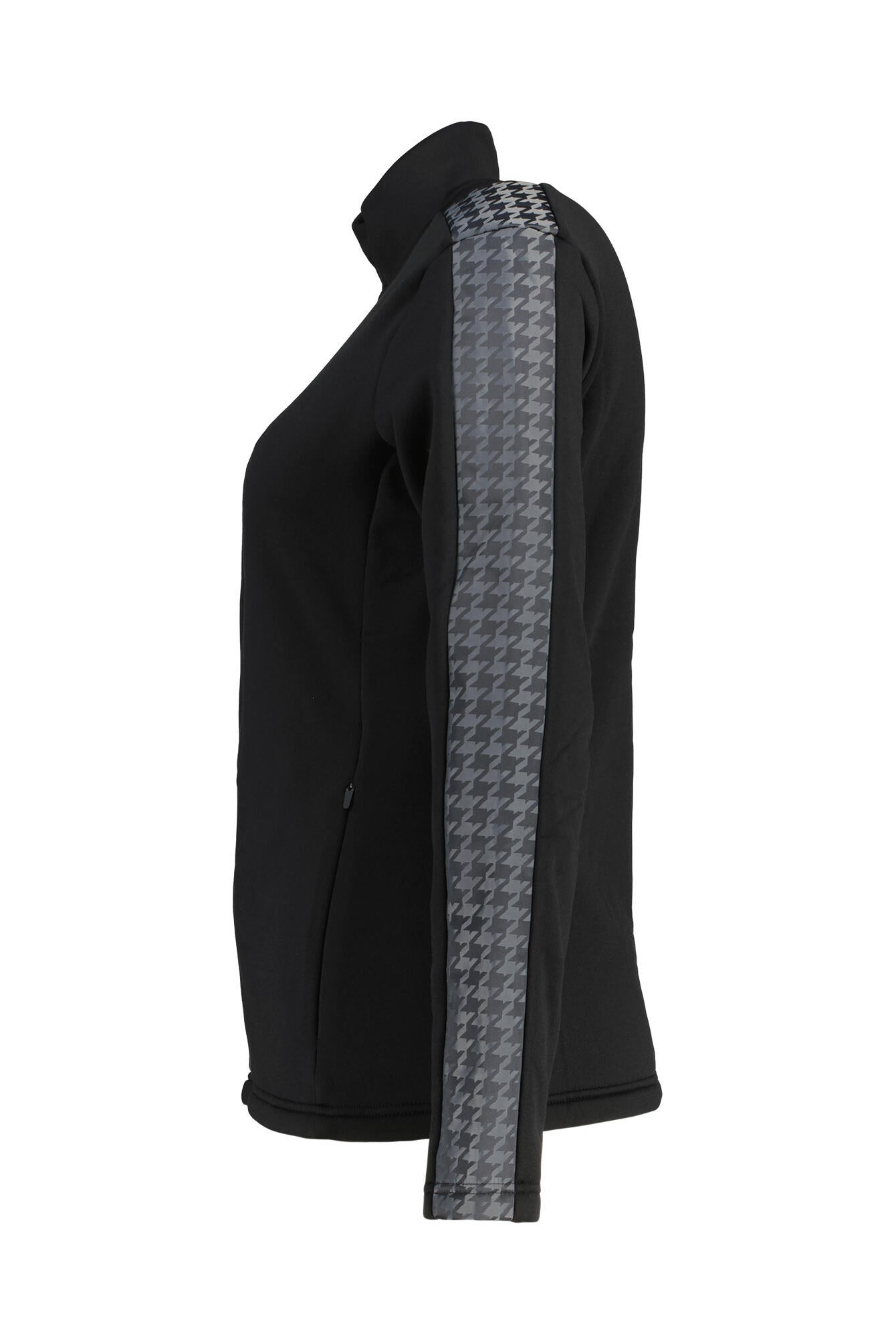 Ski-Fleeceshirt mit Hahnentrittmuster - 99 - Schwarz