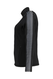 Ski-Fleeceshirt mit Hahnentrittmuster - 99 - Schwarz