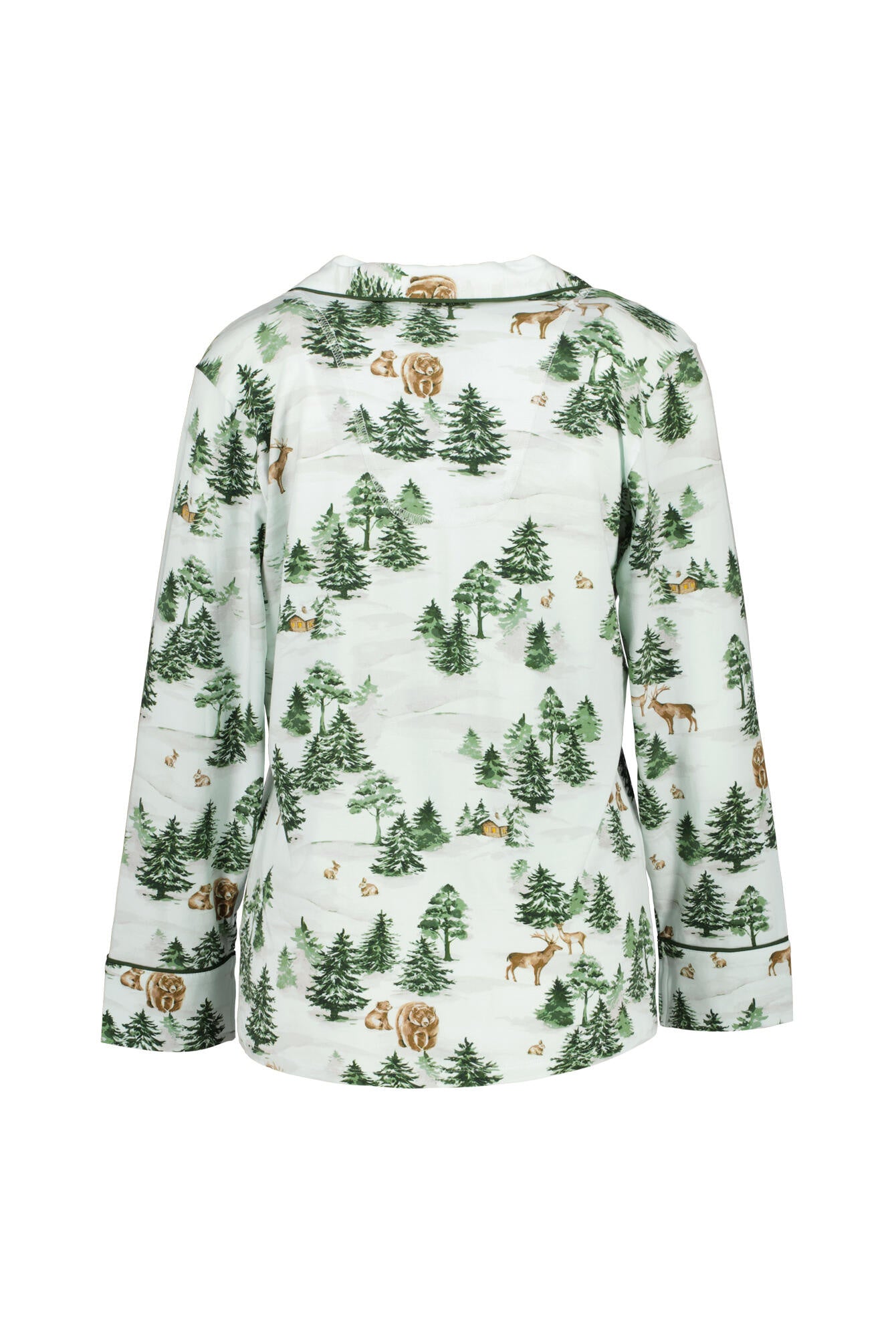 Schlafanzug aus Baumwollmix - Olive Green - Weiß